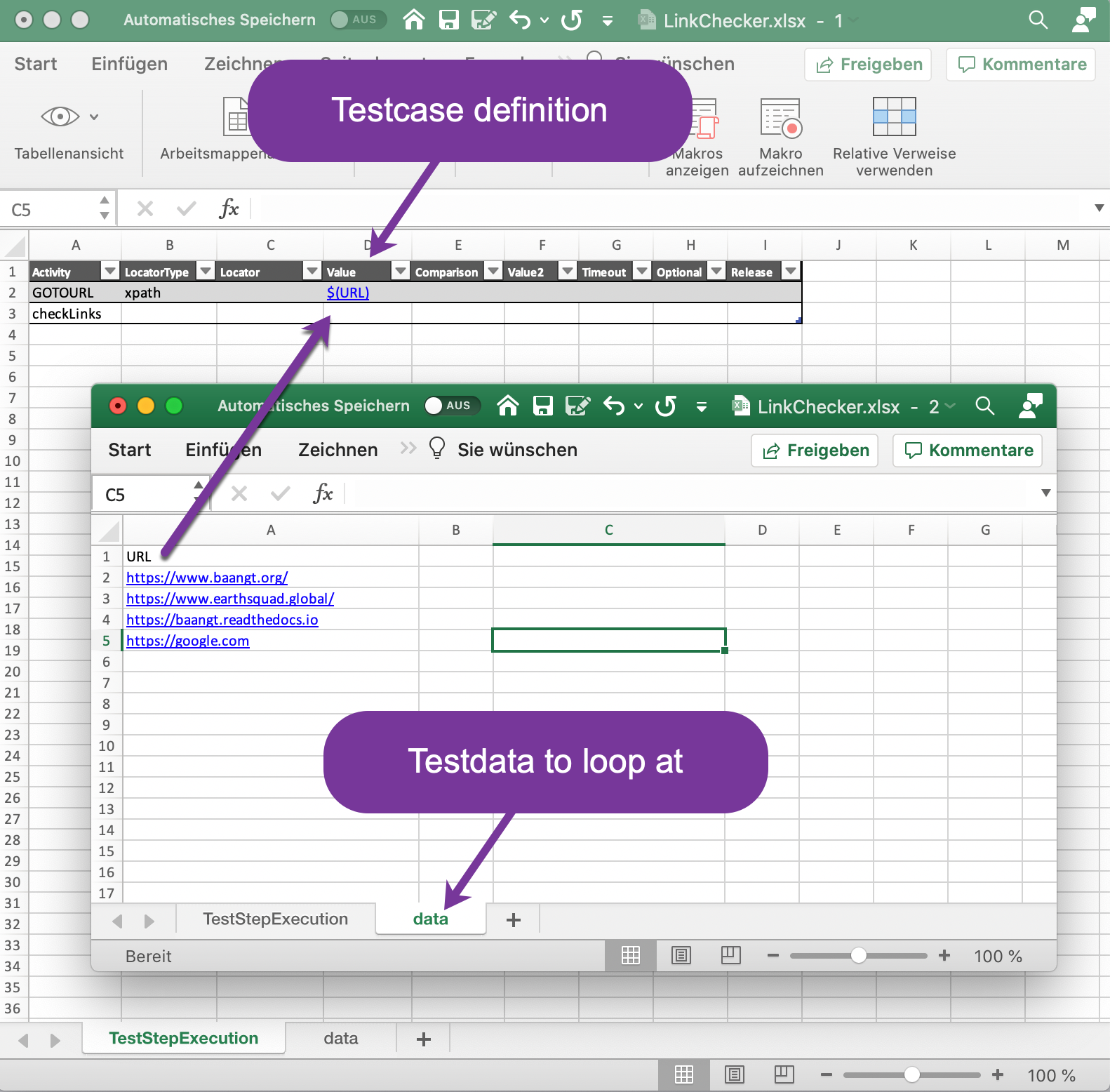 Link checking as a gimmick with baangt test automation software